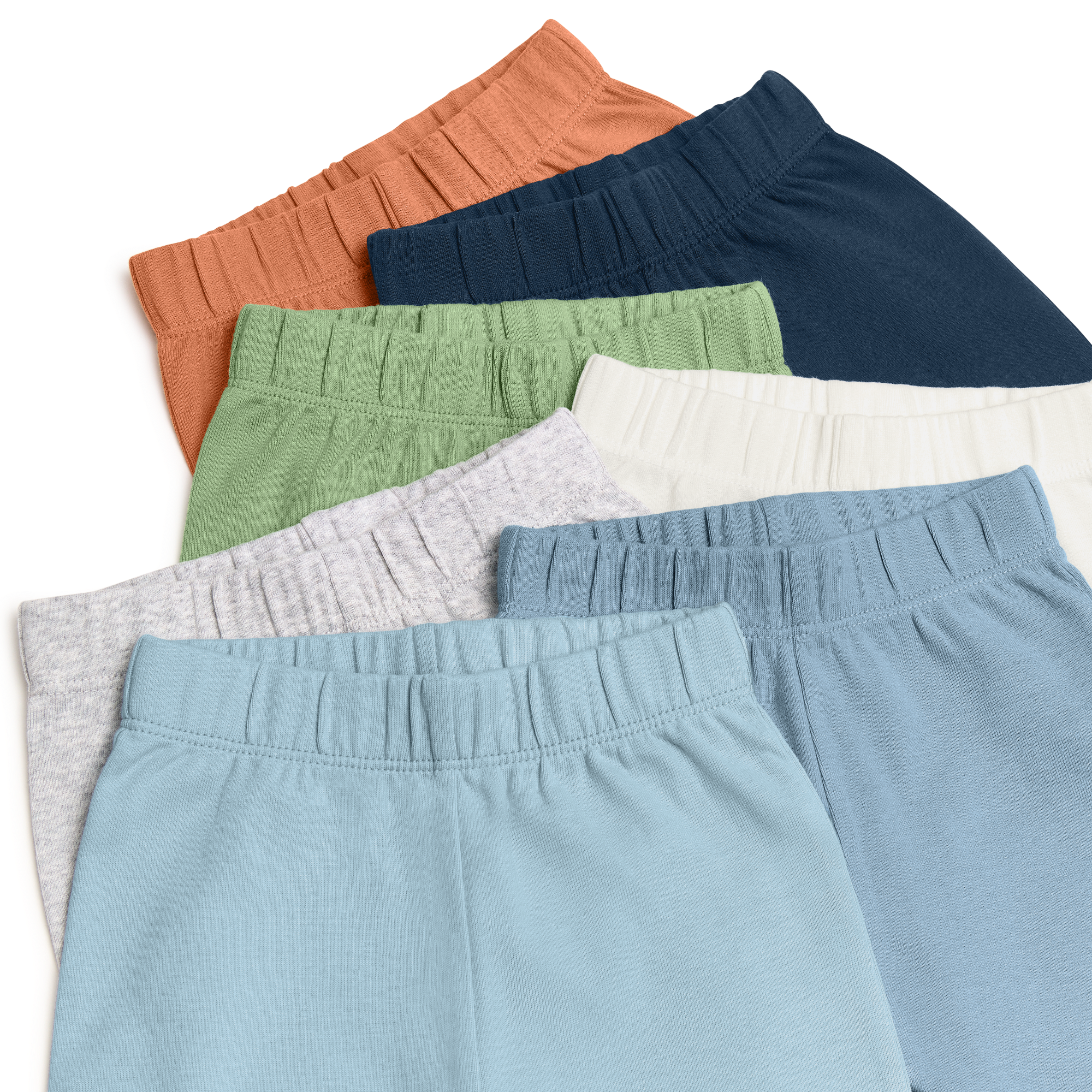 Small Story Organic Cotton Solid Everyday Pant (7 Pack) - Ocean Mix, 3-6 M.