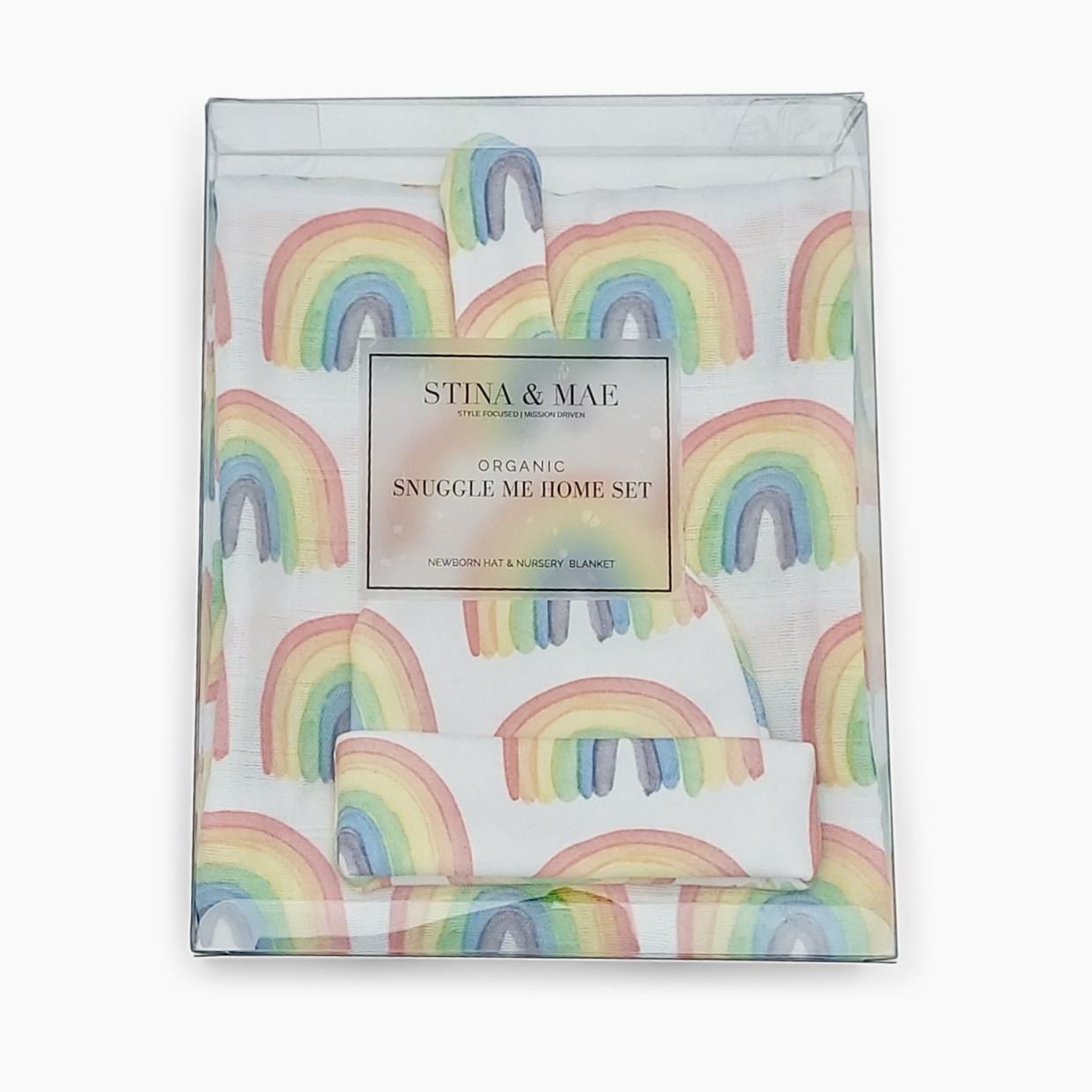 Stina & Mae Over The Rainbow Snuggle Mae Newborn Gift Set.