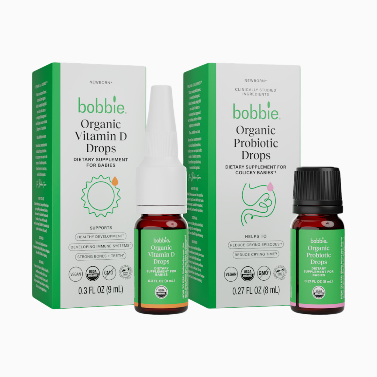 Bobbie Boosties Bundle - Organic Vitamin D and Probiotic Drops.