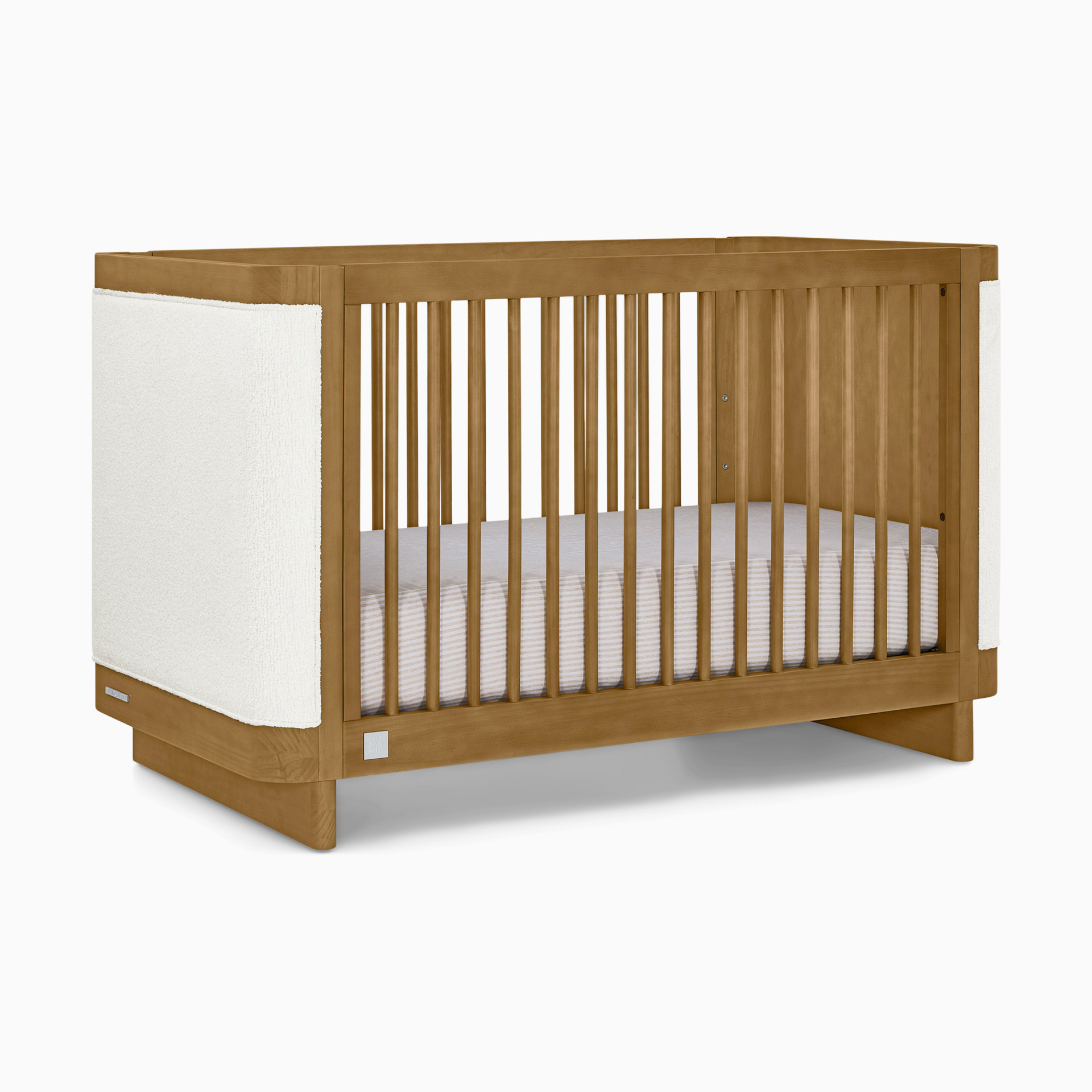 Wooden crib shown from the front on a white background.