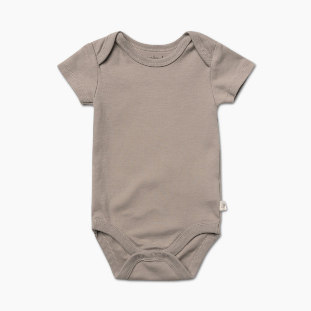 Tiny Kind Solid Short Sleeve Organic Cotton Bodysuit - Taupe, 9-12 M.