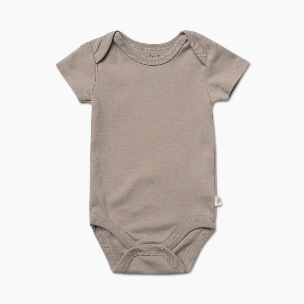 Tiny Kind Solid Short Sleeve Organic Cotton Bodysuit - Taupe, Nb.