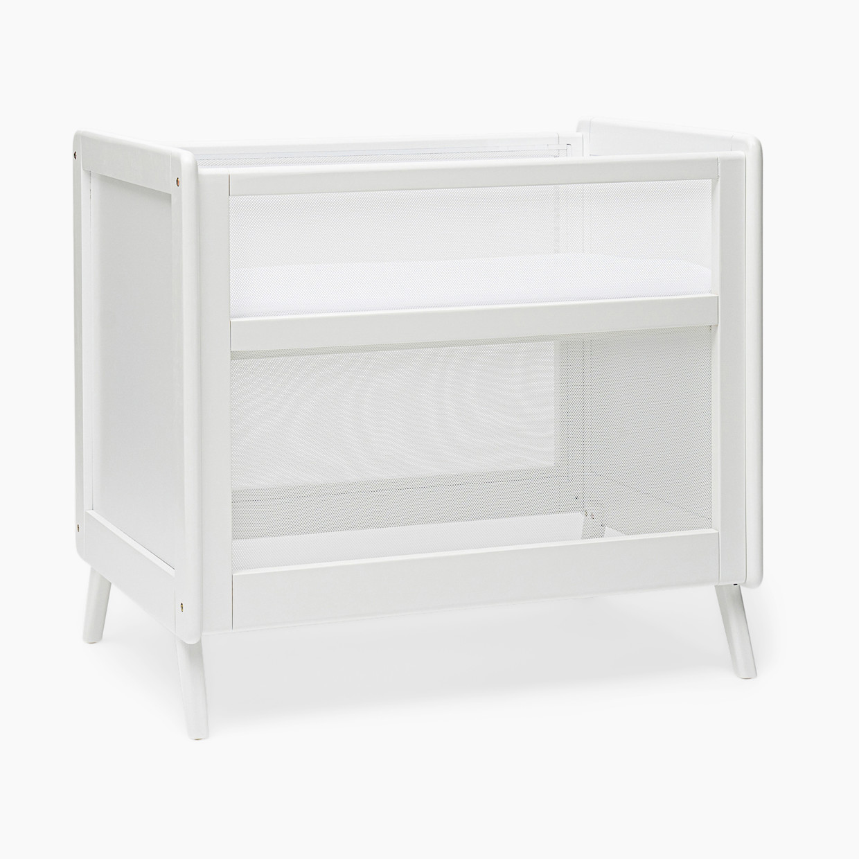 Halo 2-in-1 Breathable Mesh Convertible Mini Crib with Mattress - White.