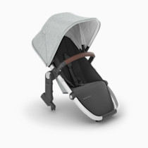 UPPAbaby RumbleSeat V2+ Second Lower Seat/Compatible with Vista V2 and Vista V3 / Adapters, Bumper Bar, Bug Shield Included/Stella (Grey Brushed Mélange/Silver Frame/Chestnut Leather)