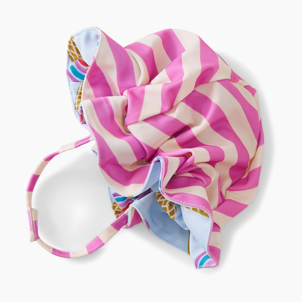Tea Collection Reversible Ruffle Sun Hat - Rainbow Cones In Blue, 0-6 Months.