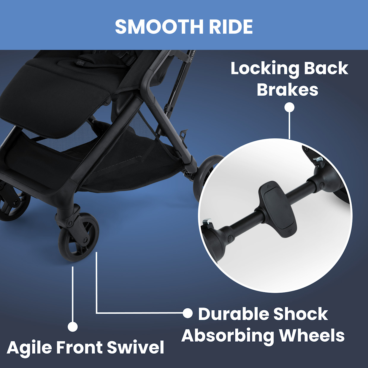 Delta Children Icon Ultra Compact Lightweight Everyday & Travel Stroller - Black.