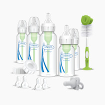 Dr. Brown's Anti-Colic Options+ Newborn Essentials Gift Set with 4oz and 8oz Baby Bottles, Baby Bottle Brush and HappyPaci