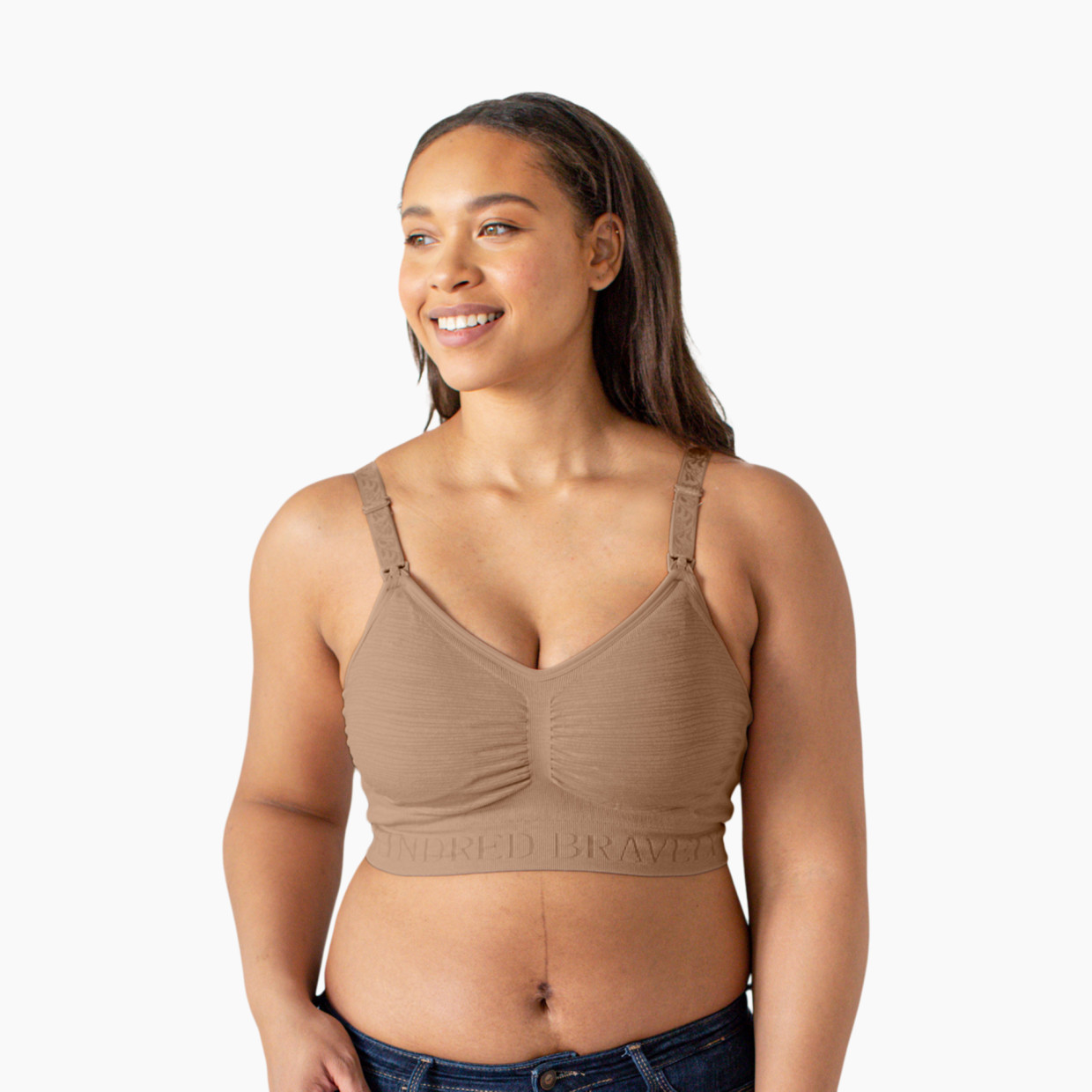 Kindred Bravely Sublime Hands Free Pumping Bra  Patented All-in-One Pumping  & Nursing Bra with EasyClip (Latte, Large)