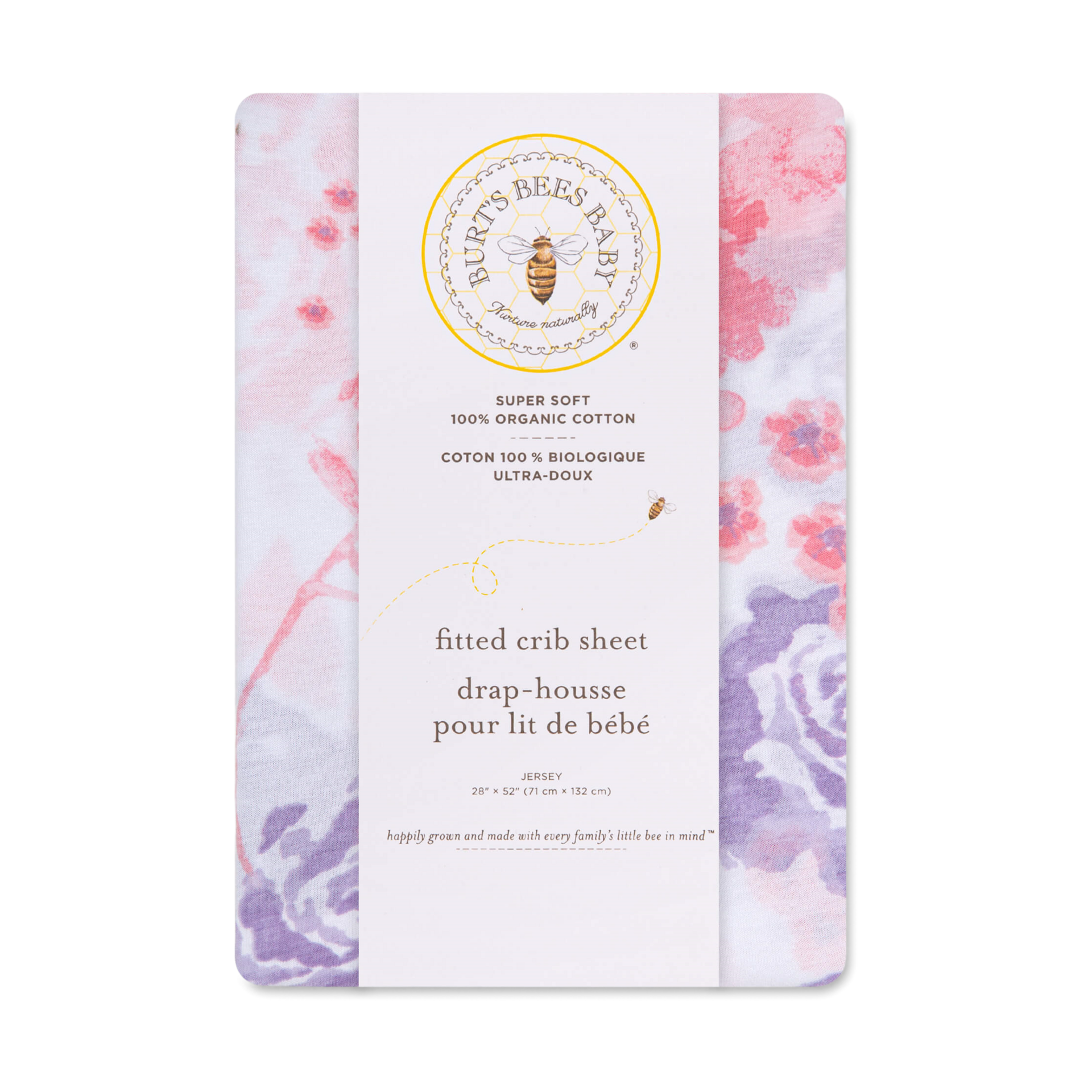 Burt's Bees Baby Organic Cotton Jersey Fitted Crib Sheet Spring Roses