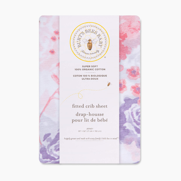 Burt's Bees Baby Organic Cotton Jersey Fitted Crib Sheet - Spring Roses, 1.
