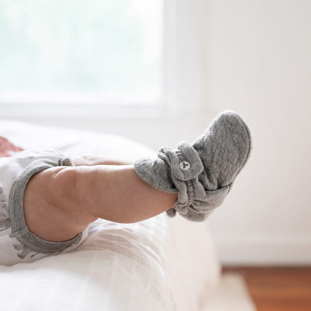 Burt's Bees Baby Organic Cotton Booties - Heather Grey Stripe, 6-9 Months.