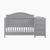 DaVinci Charlie 4-in-1 Convertible Baby Crib w/Changing Table - Wooden Toddler Bed, Daybed & Twin Bed Conversion - GREENGUARD Gold Certified Crib w/Storage, 4 Adjustable Mattress Heights, Grey