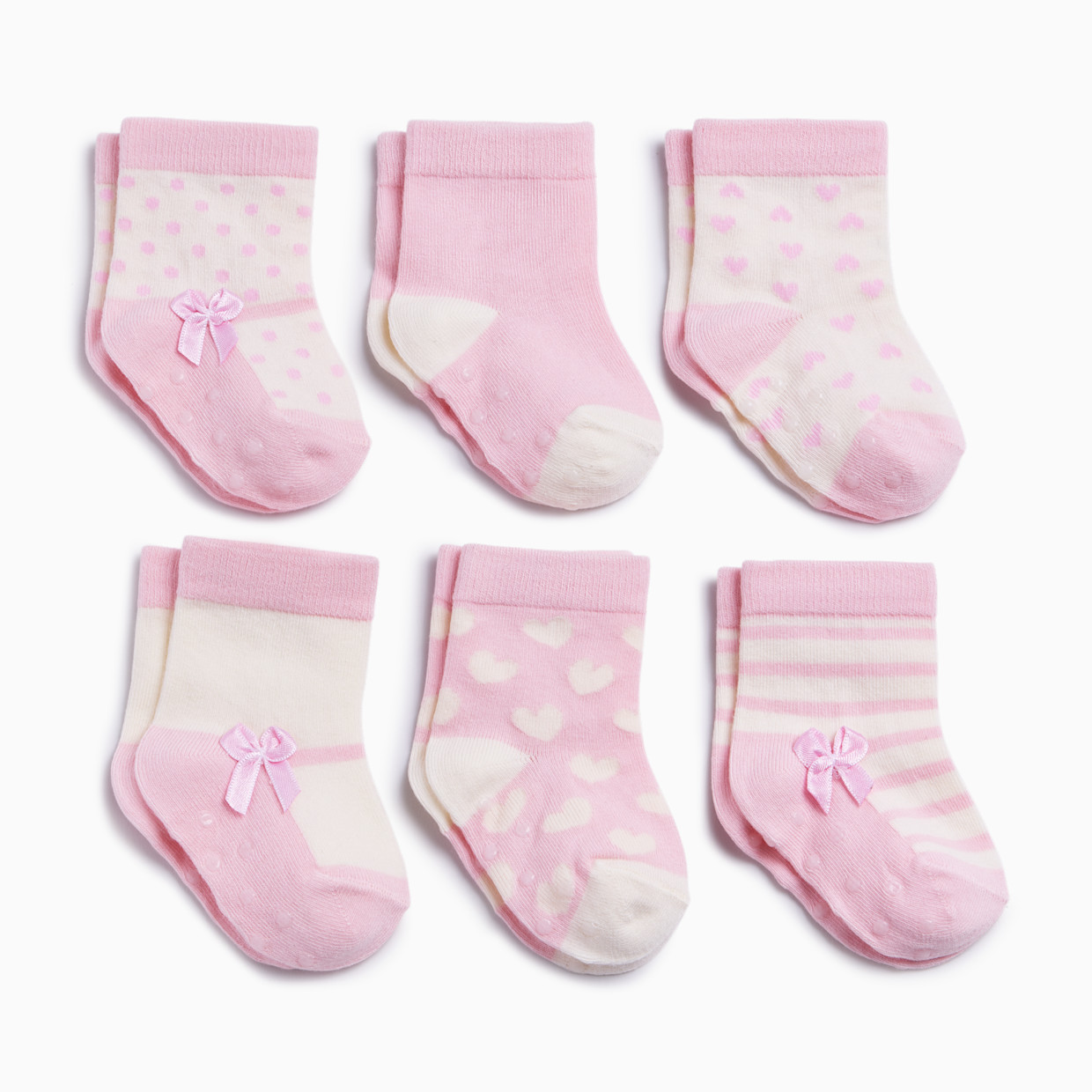 Tiny Kind 6-Pack Socks - Pink Mary Janes, 0-3 M.