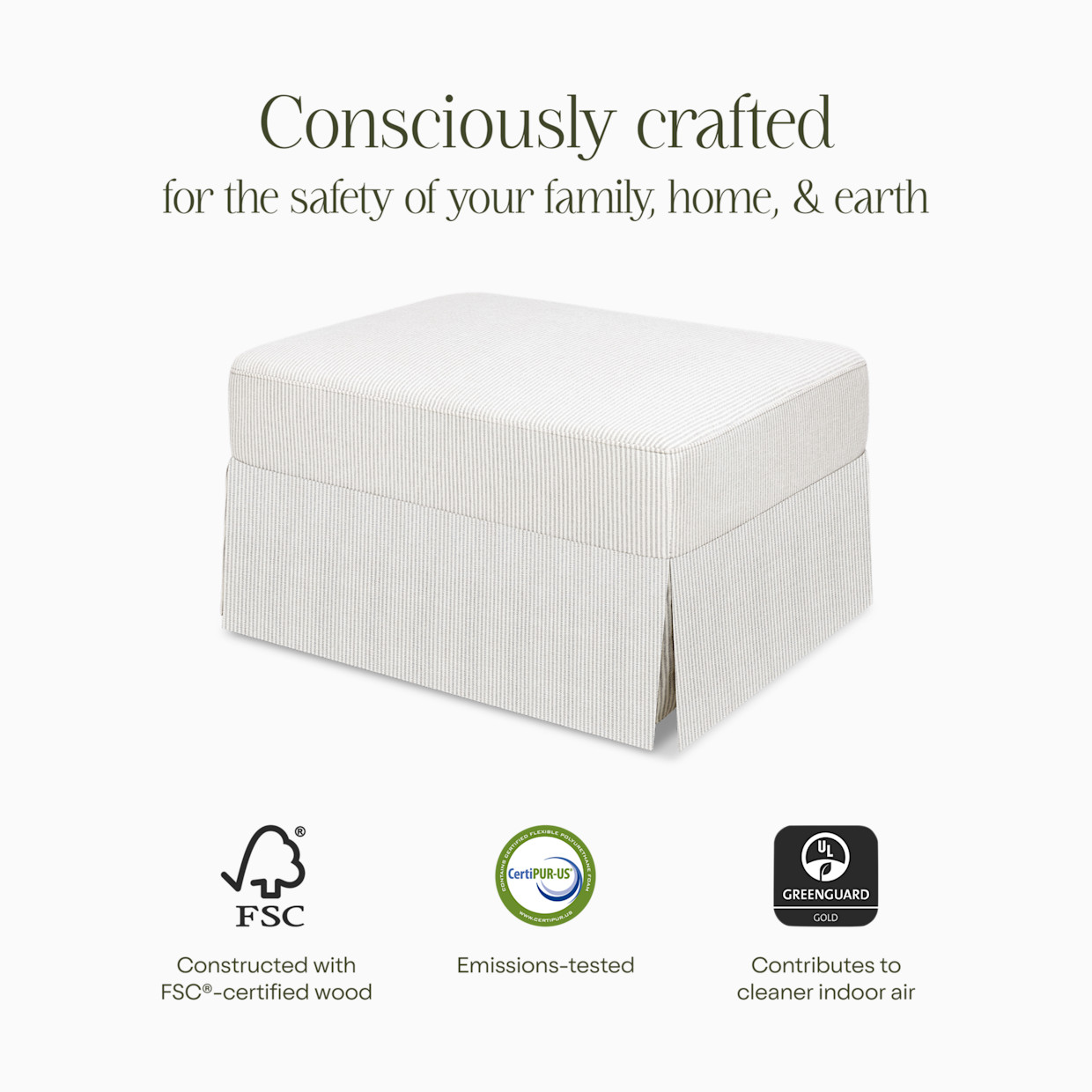 Namesake Crawford Gliding Ottoman - Fog Chatham Stripe.