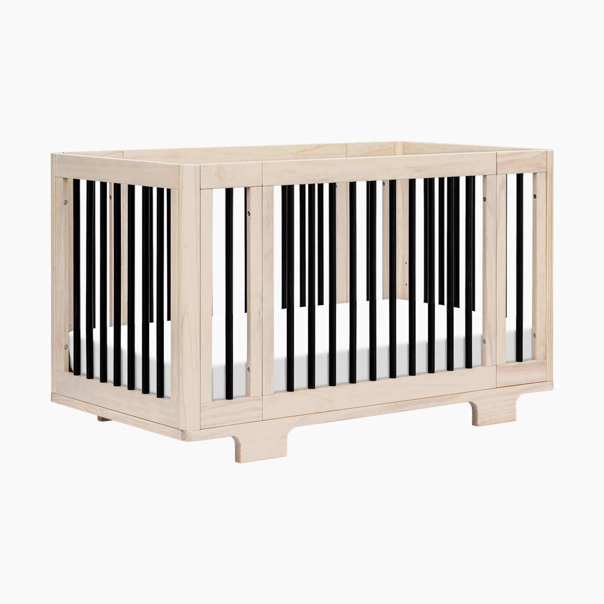 babyletto Yuzu 8-in-1 Convertible Crib with All-Stages Conversion Kits - Washed Natural / Black.