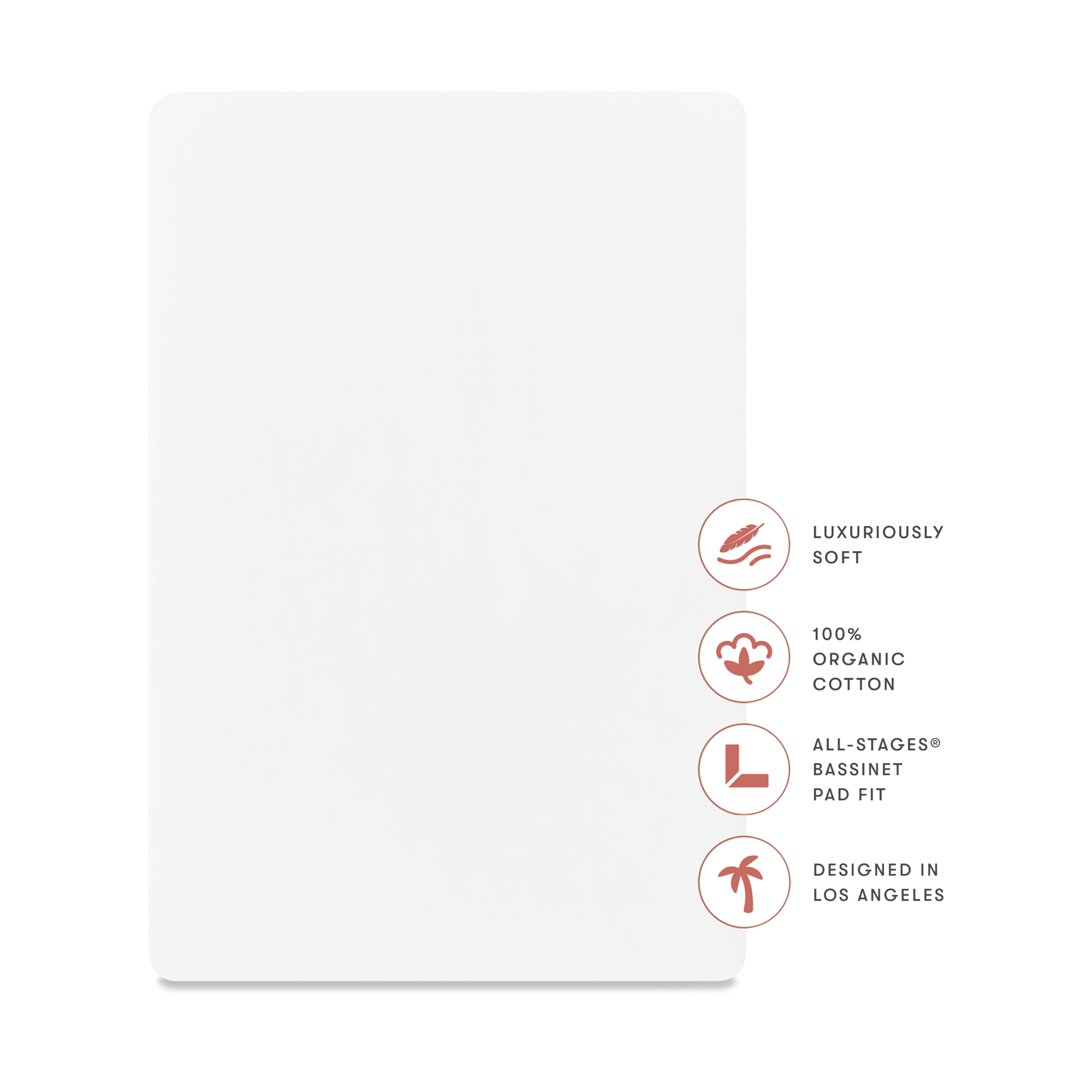babyletto All-Stages Organic Brushed Cotton Bassinet Sheet - Bright White.