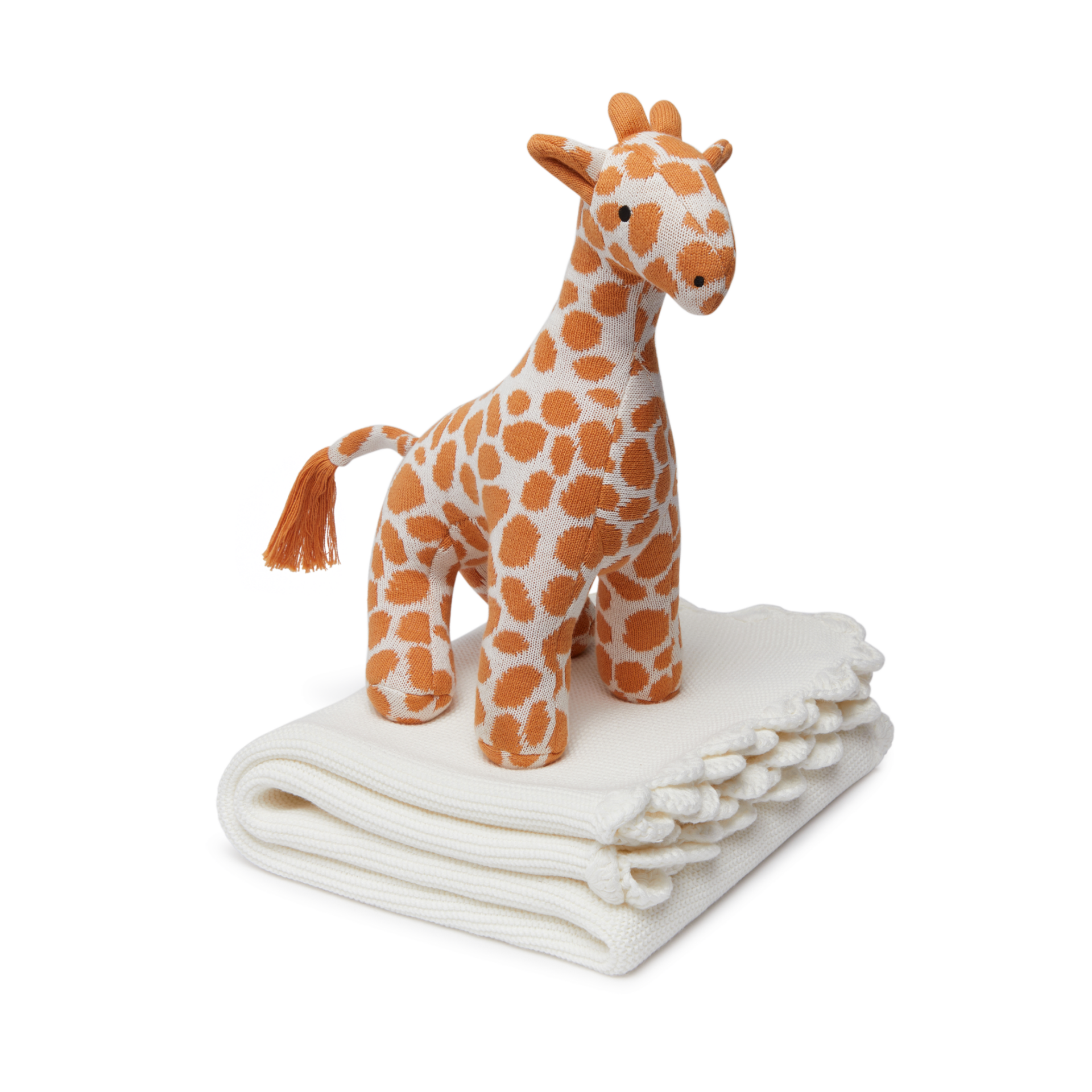 Loomsake 2-Piece Scalloped Blanket Set - Ivory, Os.