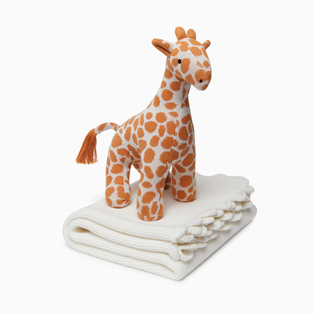 Loomsake 2-Piece Scalloped Blanket Set - Ivory, Os.