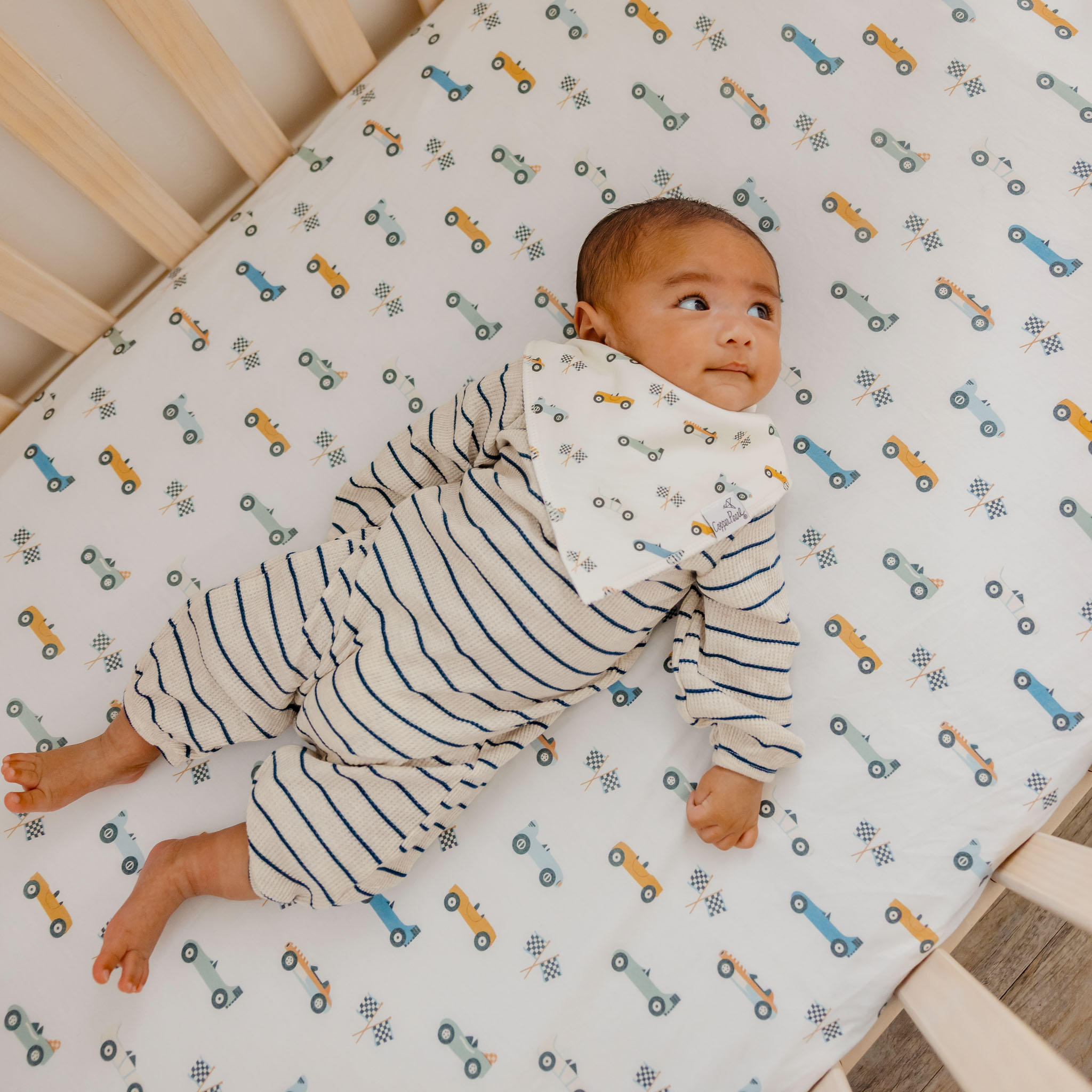 Copper Pearl Printed Premium Crib Sheet - Speedster.
