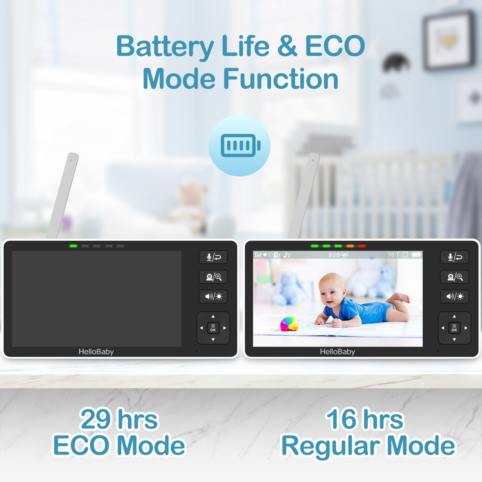 HelloBaby 5.5" 720 HD LCD Digital Wireless Video Baby Monitor.