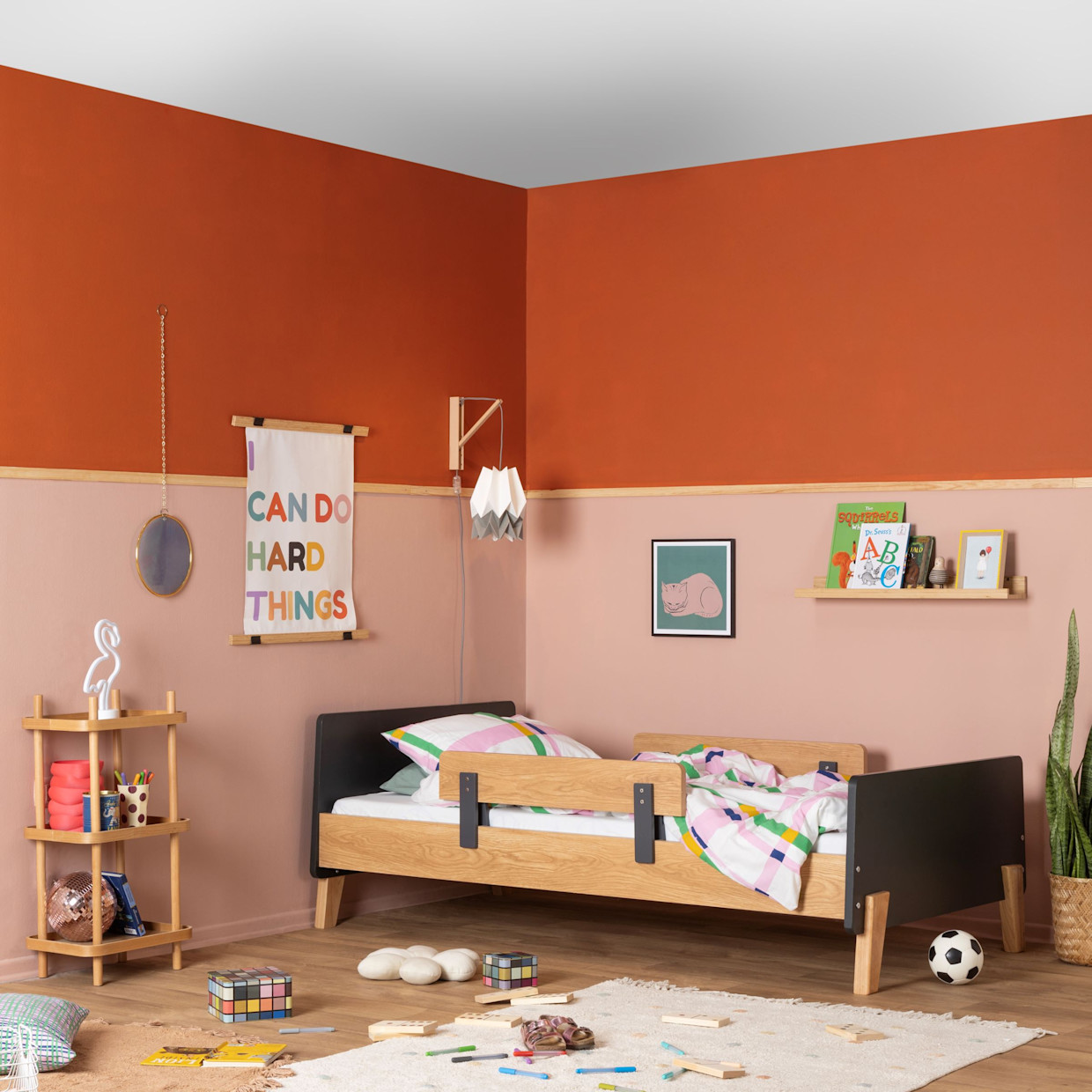 dadada Fun Twin Bed - Graphite/Red Oak.