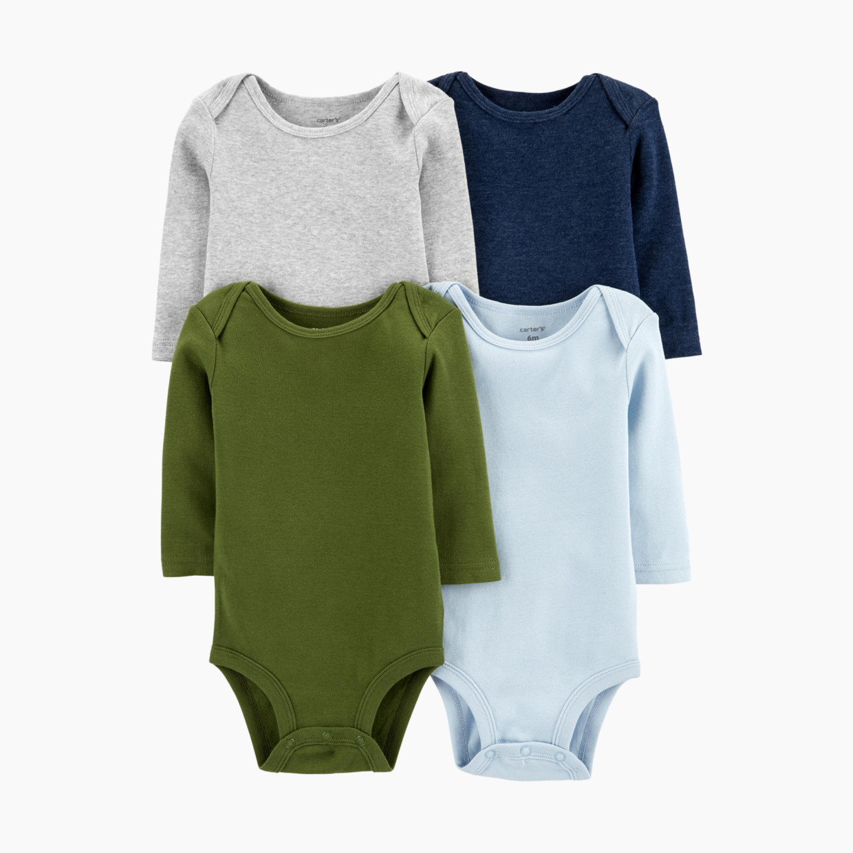 Carter's Long Sleeve Bodysuit (4 Pack) - Multi (Heathered Navy Solids), 0-3 Months.