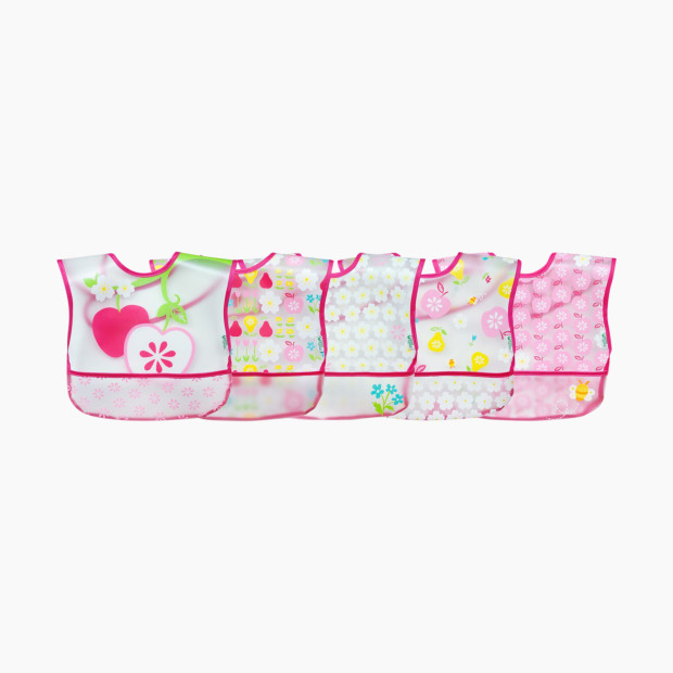 GREEN SPROUTS Wipe-Off Bibs (5 Pack) - Pink Apple.