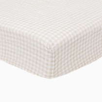 Little Unicorn Premium Crib Sheet | Breathable & Super-Soft Muslin Fabric (Tan Gingham)