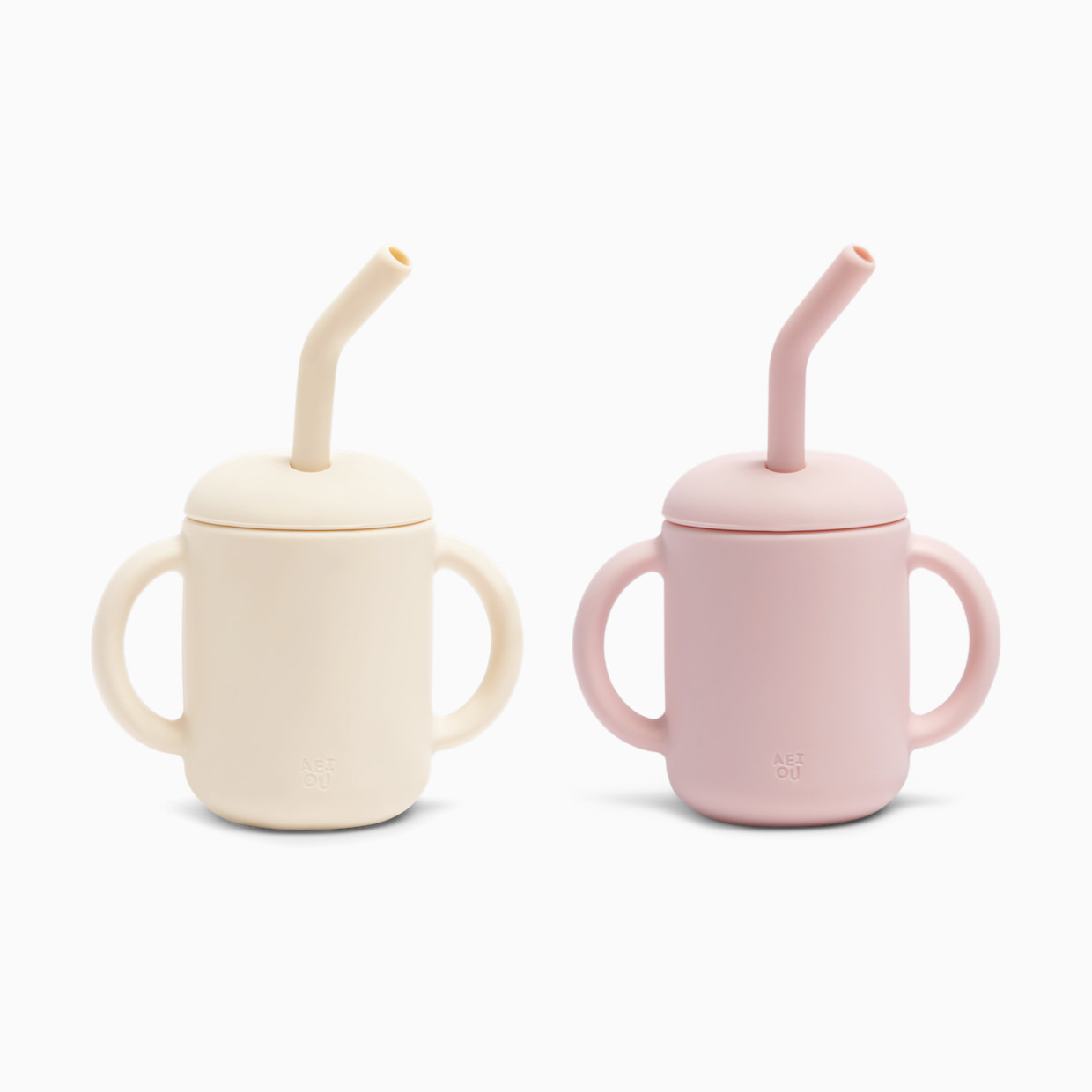 AEIOU Sippy Cup with Straw - Petal + Oat Milk.