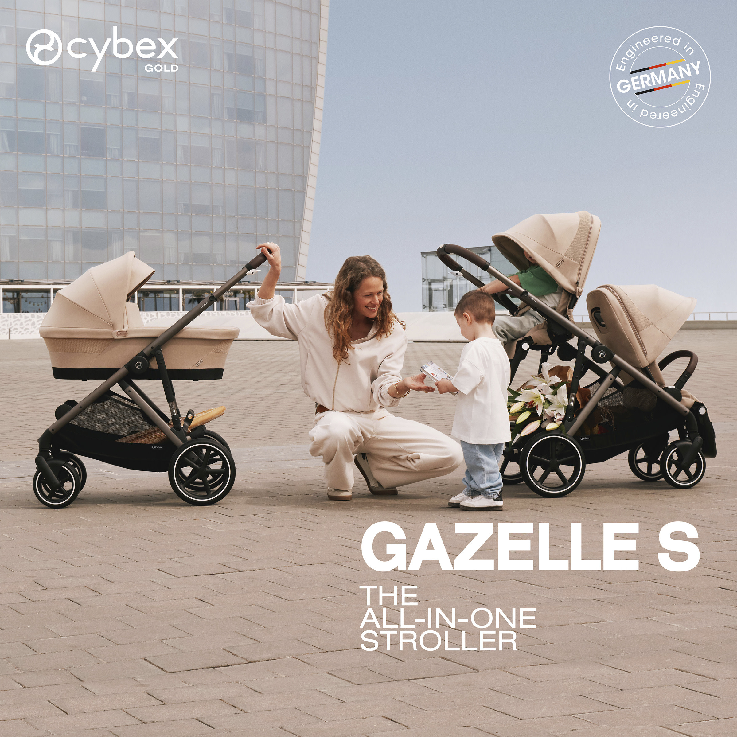 Cybex Gazelle S Stroller - Almond Beige Seat/Taupe Frame.