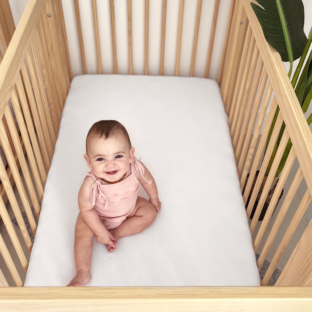 Newton Baby 2-Pack Organic Cotton Breathable Crib Sheets - Stardust In Twilight Grey + Solid White.