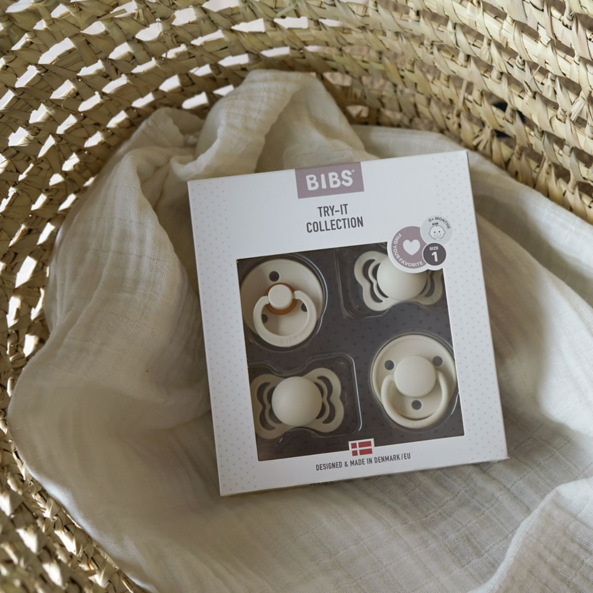 BIBS Try-it Pacifier Collection - Ivory, 0-6 Months.