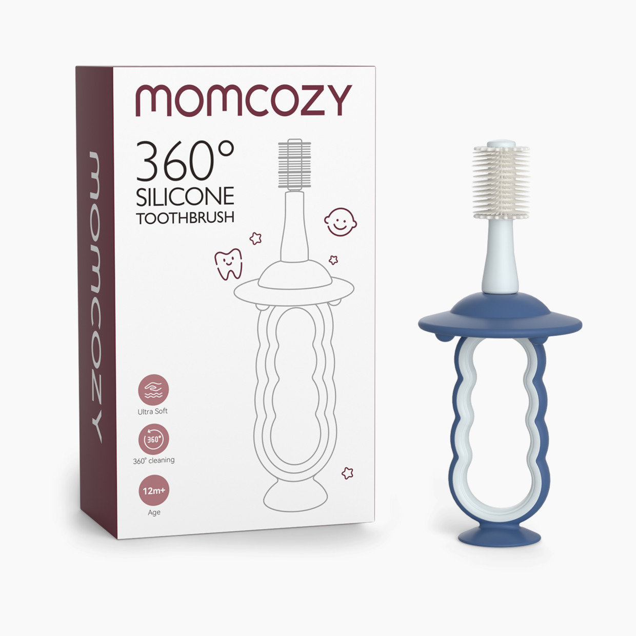 Momcozy Momcozy 360 Silicone Baby Toothbrush, Toddler Toothbrush - Blue.