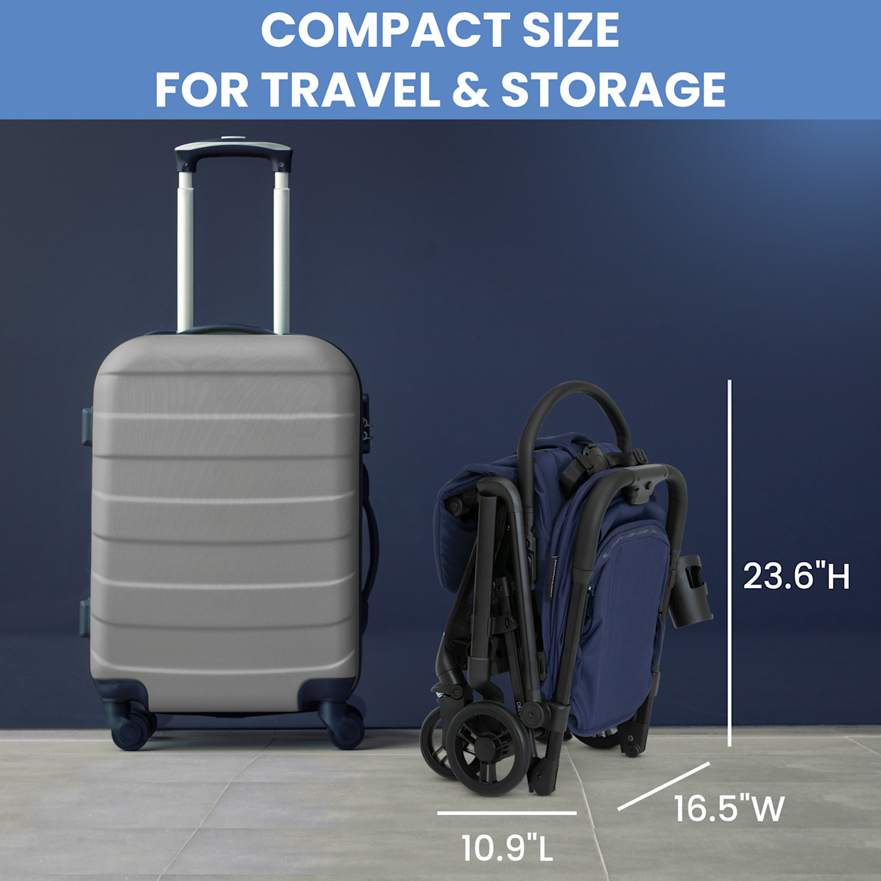 Delta Children Icon Ultra Compact Lightweight Everyday & Travel Stroller - Navy.