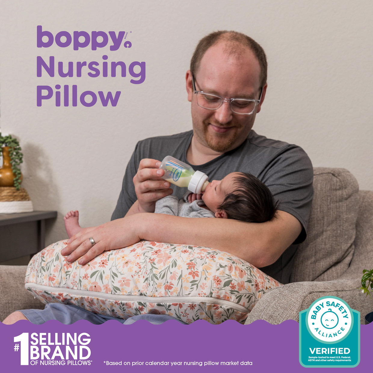 Boppy Nursing Pillow - Pink Field Flowers.