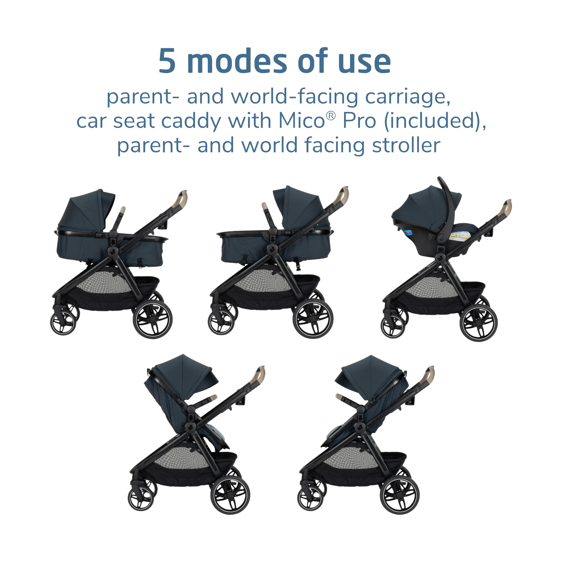 Maxi-Cosi Zelia Pro 5-in-1 Travel System - Seascape.