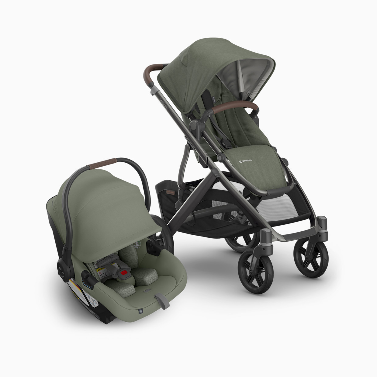 UPPAbaby Vista V3 Stroller & Aria V2 Lightweight Infant Car Seat Travel System - Evelyn.