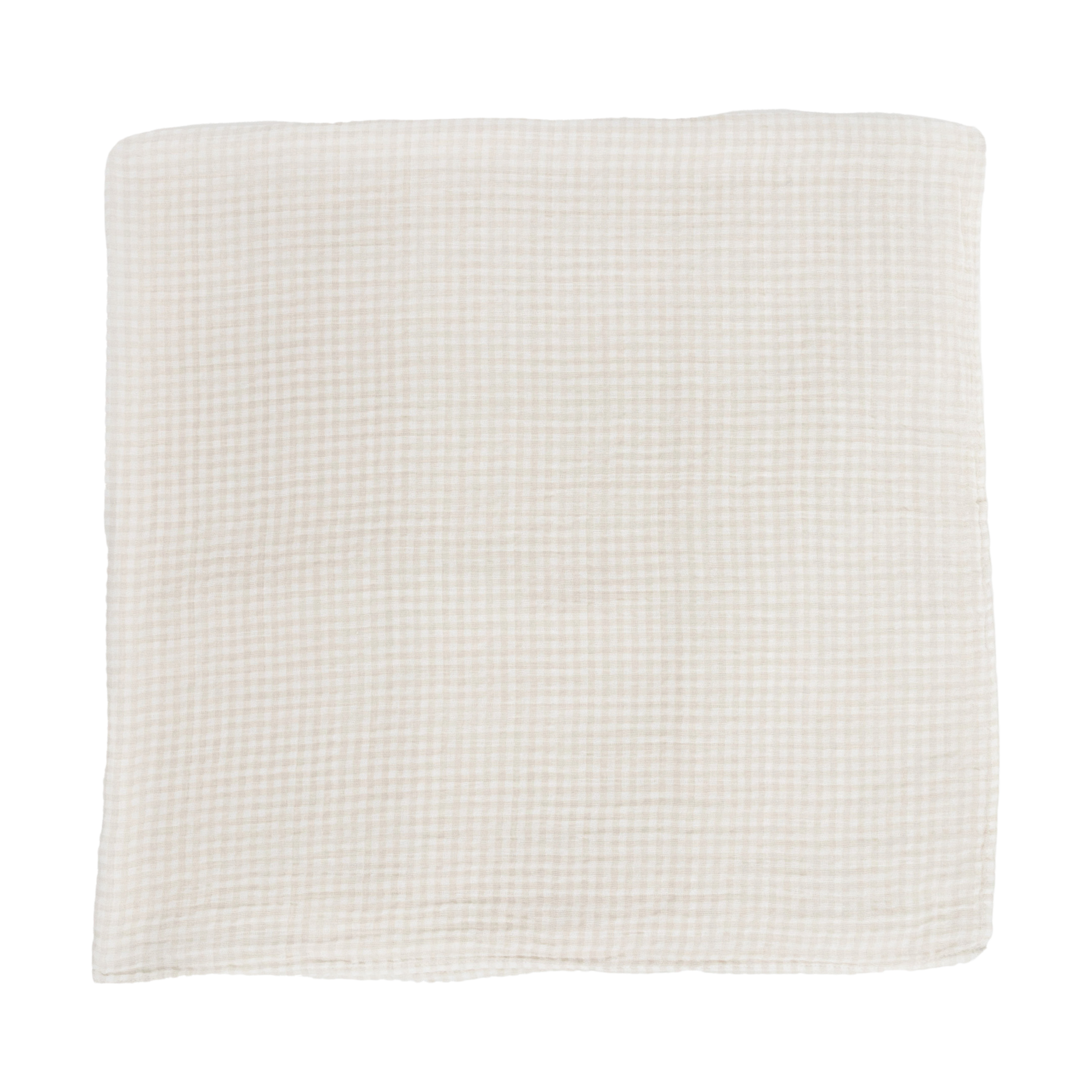 Little Unicorn Cotton Muslin Swaddle Blanket - Tan Gingham.
