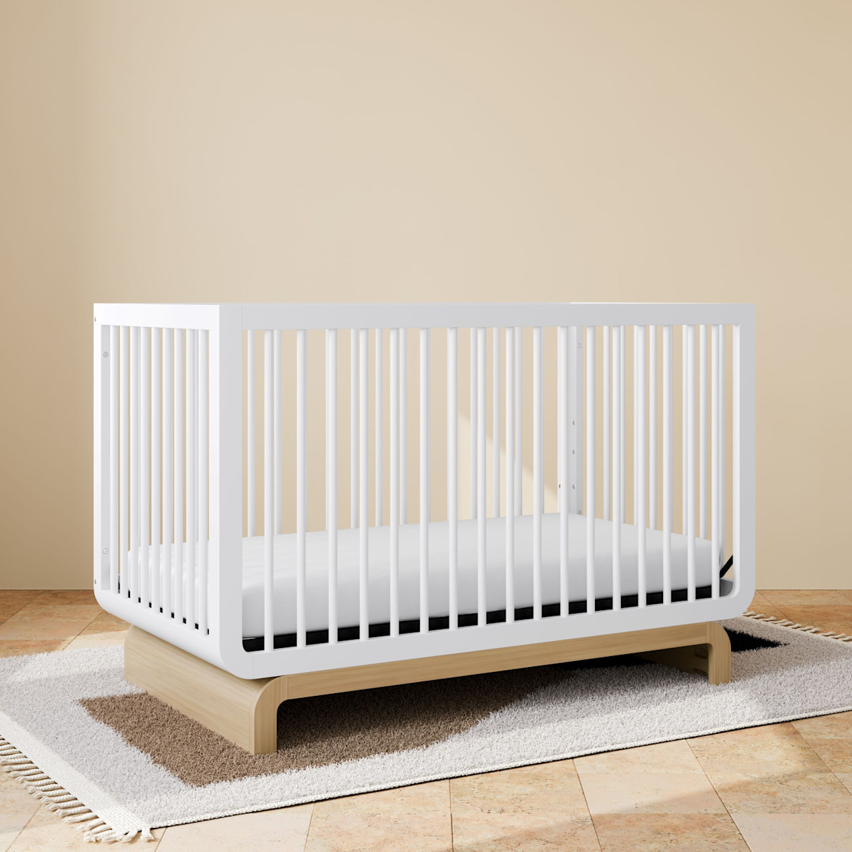 Storkcraft Santorini Deluxe 5-in-1 Convertible Crib - White With Driftwood.