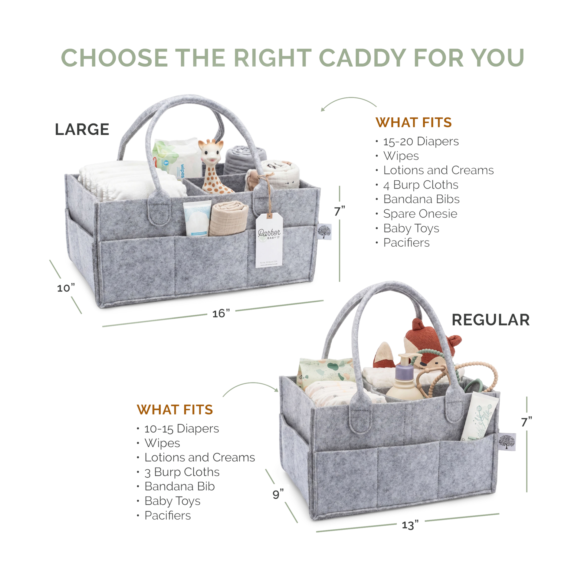 Parker Baby Co. Diaper Caddy - Gray, Regular.