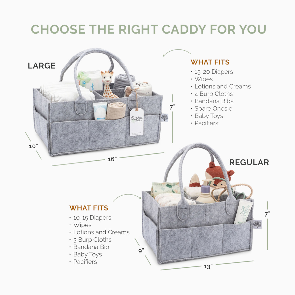 Parker Baby Co. Diaper Caddy - Gray, Regular.