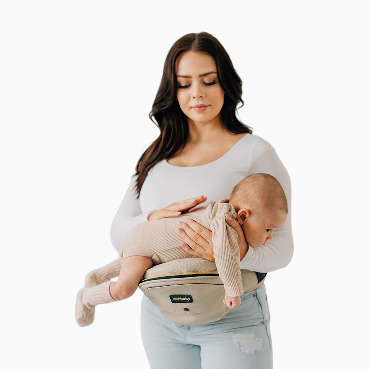Tushbaby Hip Seat Carrier - Cream Vegan Leather.
