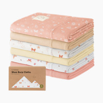 Organic Burp Cloths Baby Boy, Girl - 6-Pack Large Cotton Burping Cloths for Babies, Spit Up Rags, Super Absorbent, Ultra Soft Newborn Rag, Gender Neutral, Machine Washable, Durable(Butterflies)