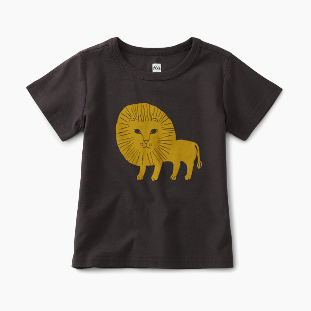 Tea Collection Lion Cub Graphic Tee - Pepper, 3-6 Months.