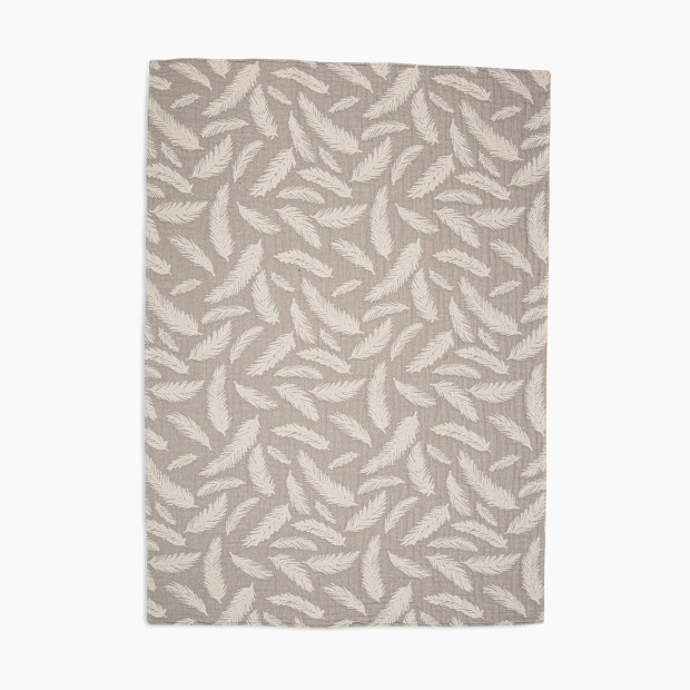 Crane Baby Cotton Muslin Jacquard Blanket - Grey Feather.