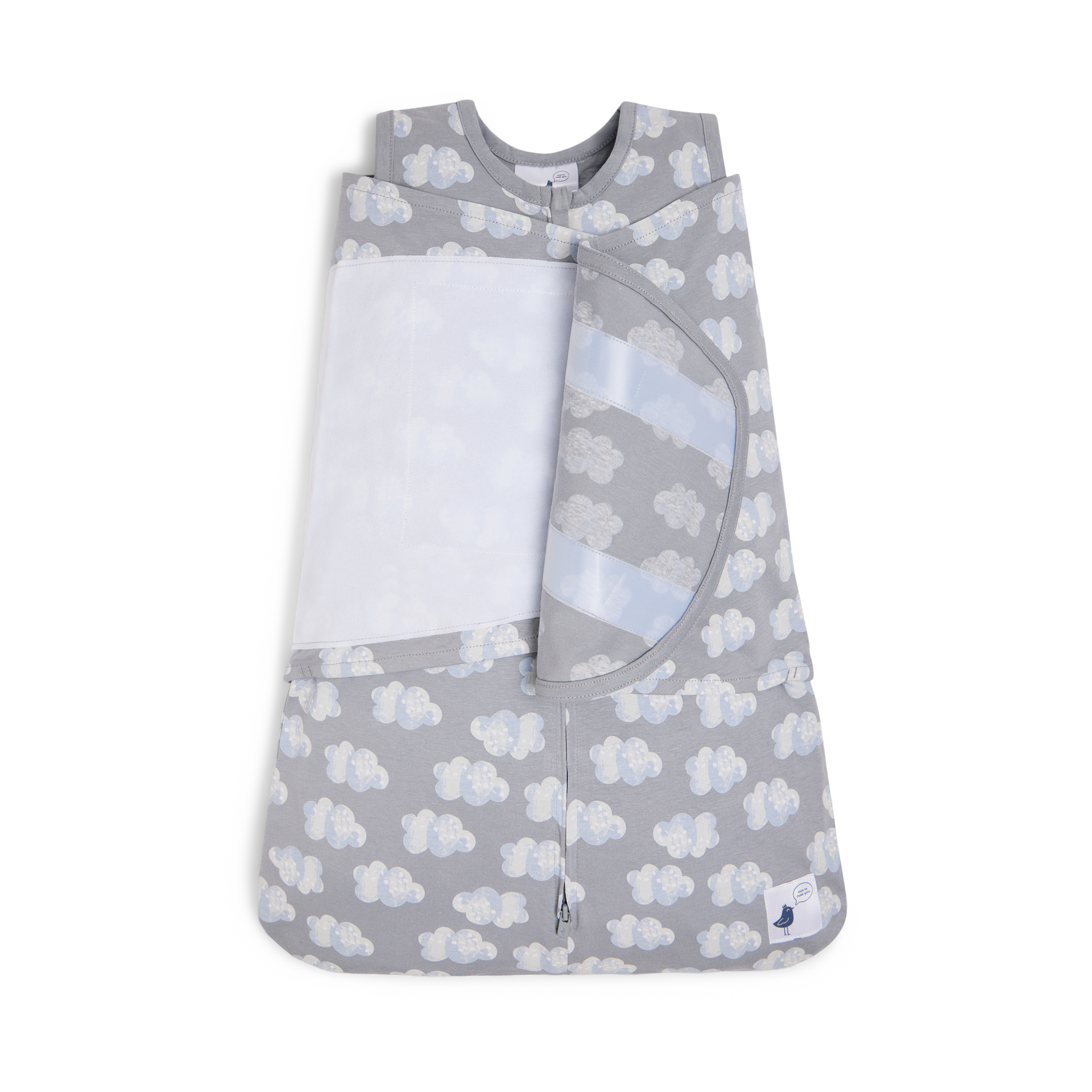 Small Story Organic Cotton Wearable Swaddle - Sleepy Cloud, Small.