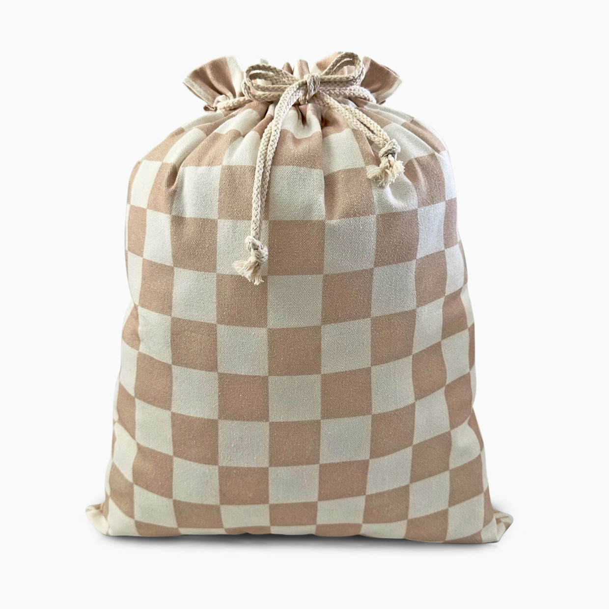 Gather & Knot Fabric Gift Bag - Taupe Checkers, L.