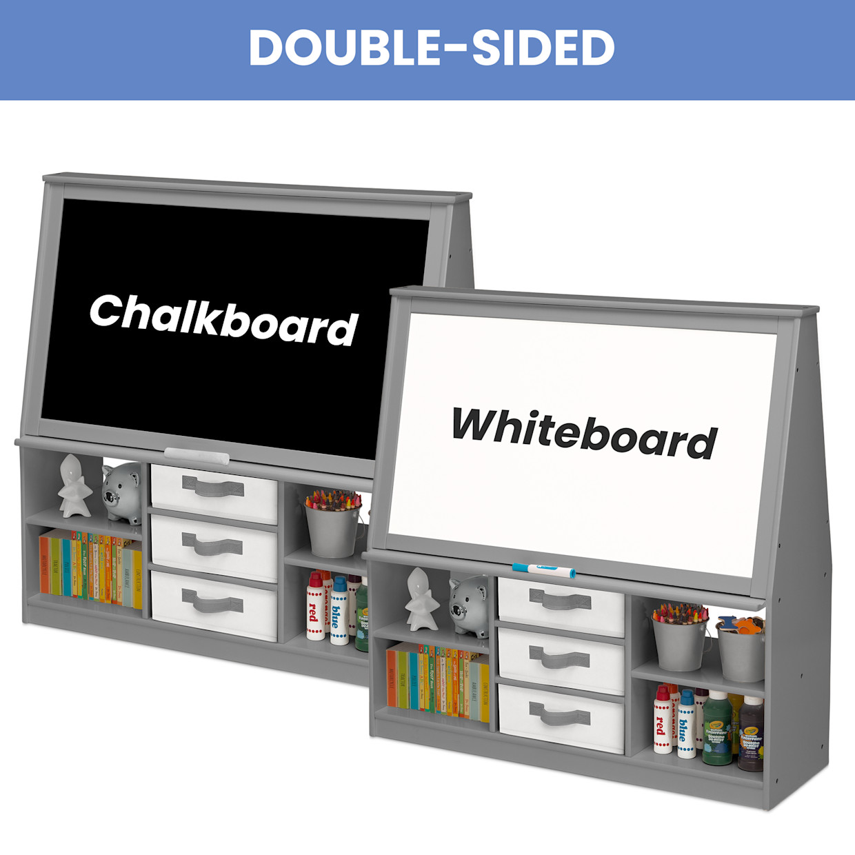 Delta Children Deluxe Double-Sided Easel & Storage Unit - Grey.