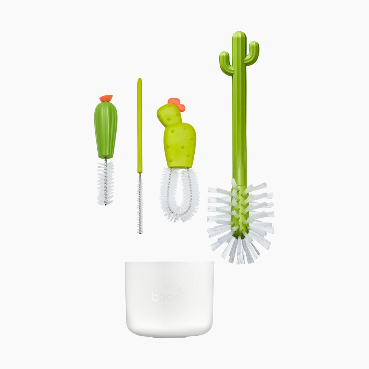 Boon Cacti 4-Piece Bottle Cleaning Brush Set - White/Green.
