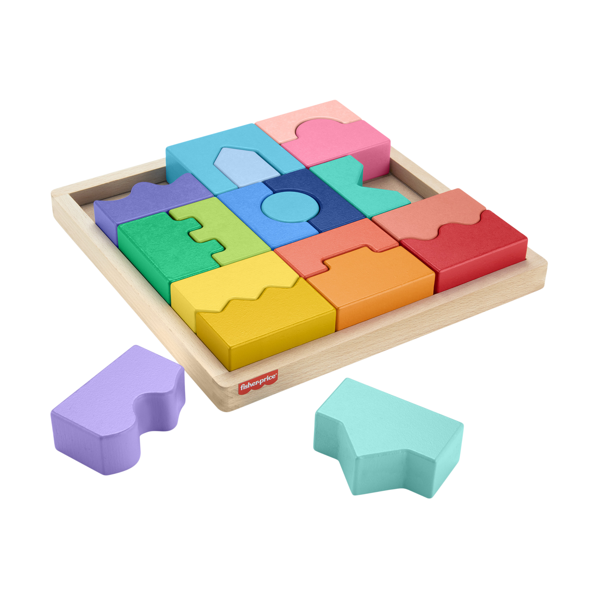 Fisher-Price Wooden Interlocking Blocks.